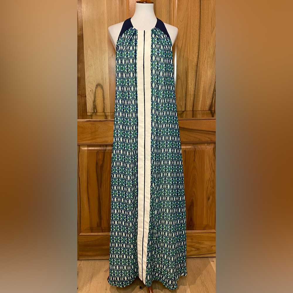 Adelyn Rae - Strappy Back Maxi Dress, White/Blues/Greens, M